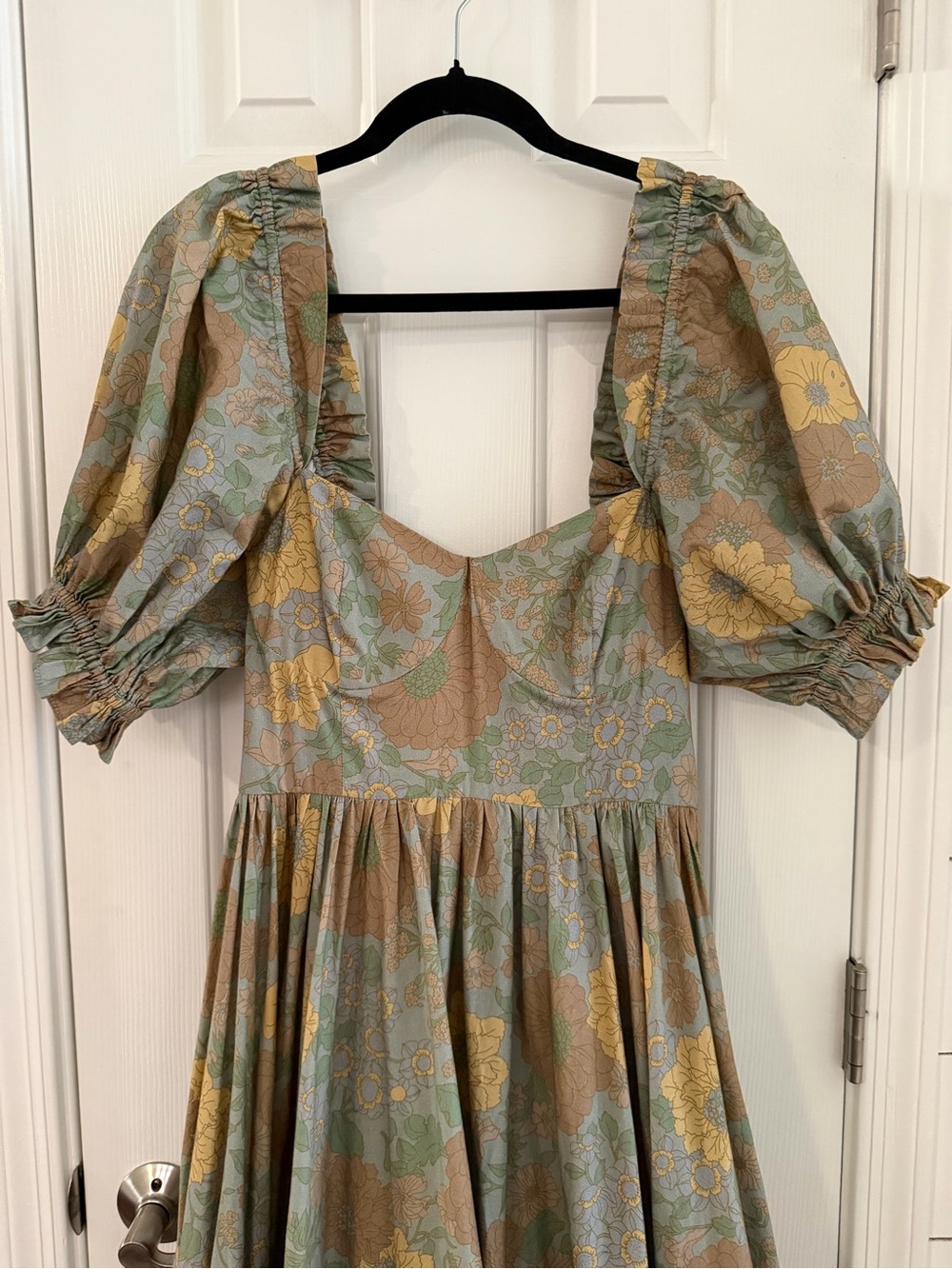 Selkie Citrus Trip Ritz Gown Puff-Sleeve Vintage Inspired Floral Maxi Dress - Picture 4 of 14